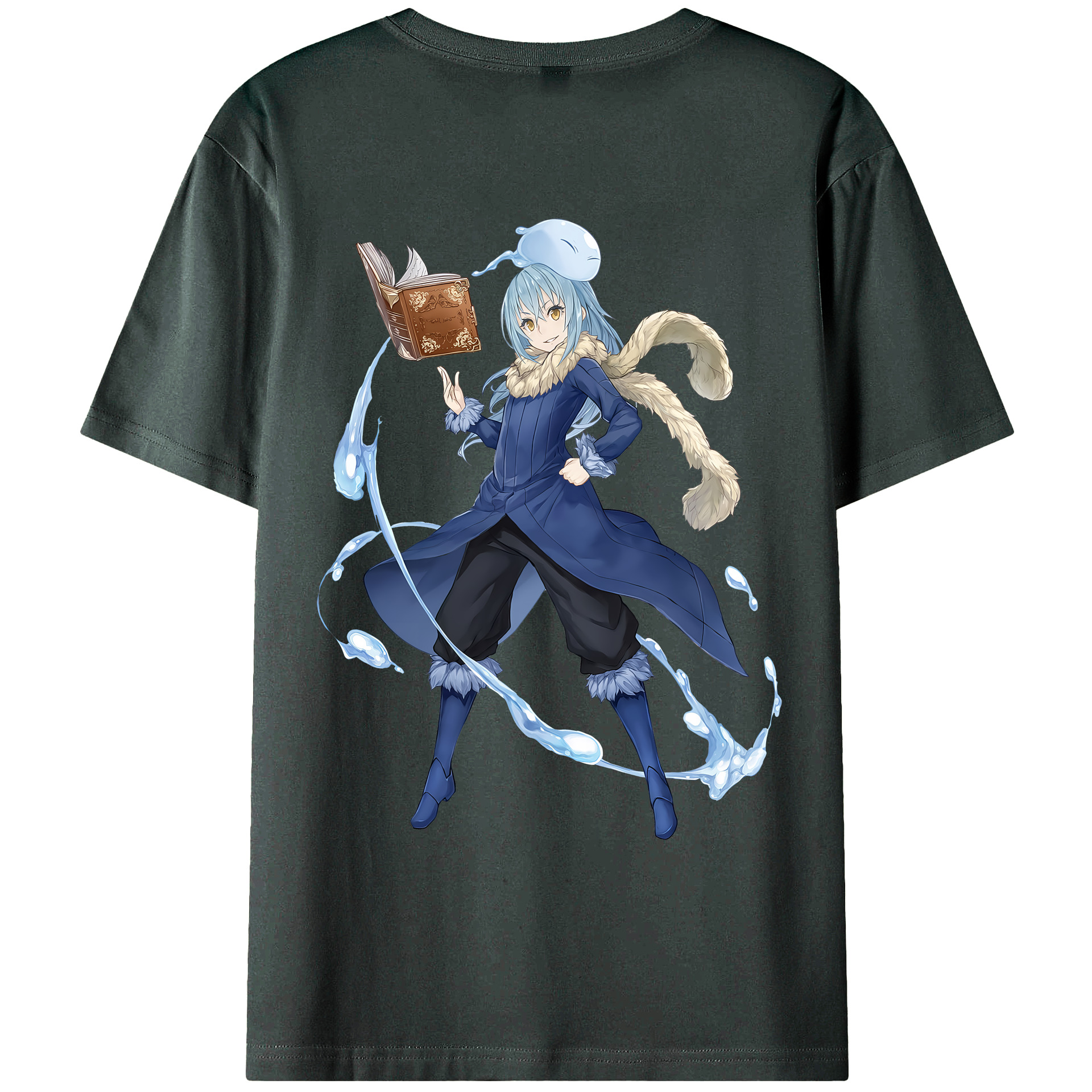 （画像用） 転スラ Regarding Reincarnated to Slime 綿100％ メンズ半袖Tシャツ（バックプリント） 通気性